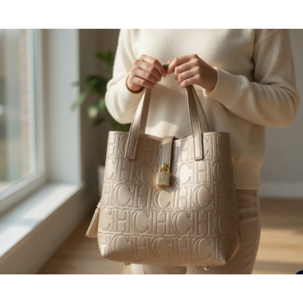 Embossed PU Leather Tote Bag, Large Capacity Letter Design Shoulder Purse