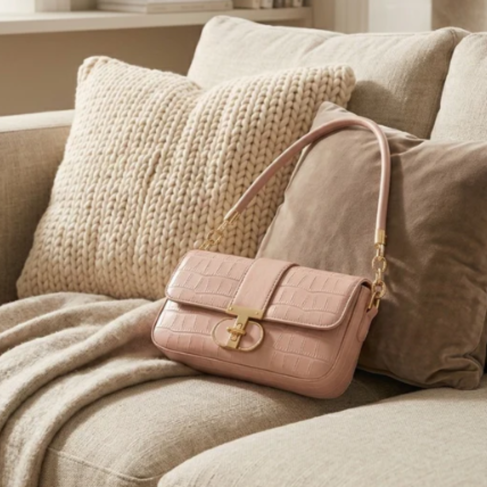 Crocodile Pattern Underarm Bag for Women, Elegant Small Square Shoulder & Crossbody Purse
