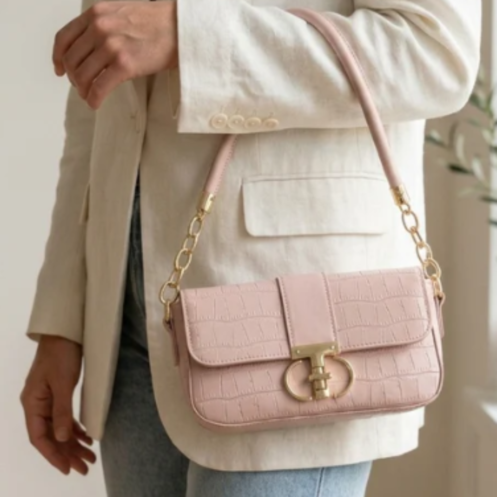 Crocodile Pattern Underarm Bag for Women, Elegant Small Square Shoulder & Crossbody Purse