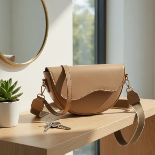 Women’s Casual Minimalist Saddle Bag – Solid Color Underarm Shoulder & Crossbody Bucket Style Handbag