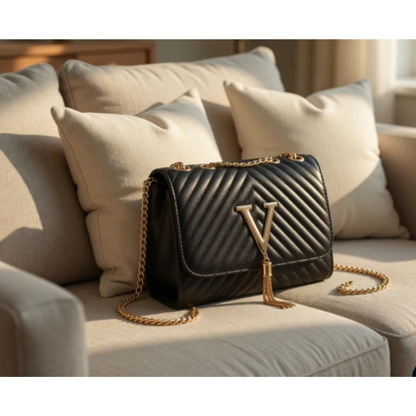 Trendy Heart Design PU Leather Shoulder Bag for Women – Waterproof Crossbody Purse with Chain Strap